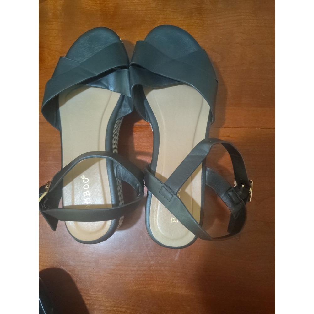 Bamboo Infinity-38 S Womens Black Espadrille Platform Wedge Sandals Size 9 - Picture 7 of 8